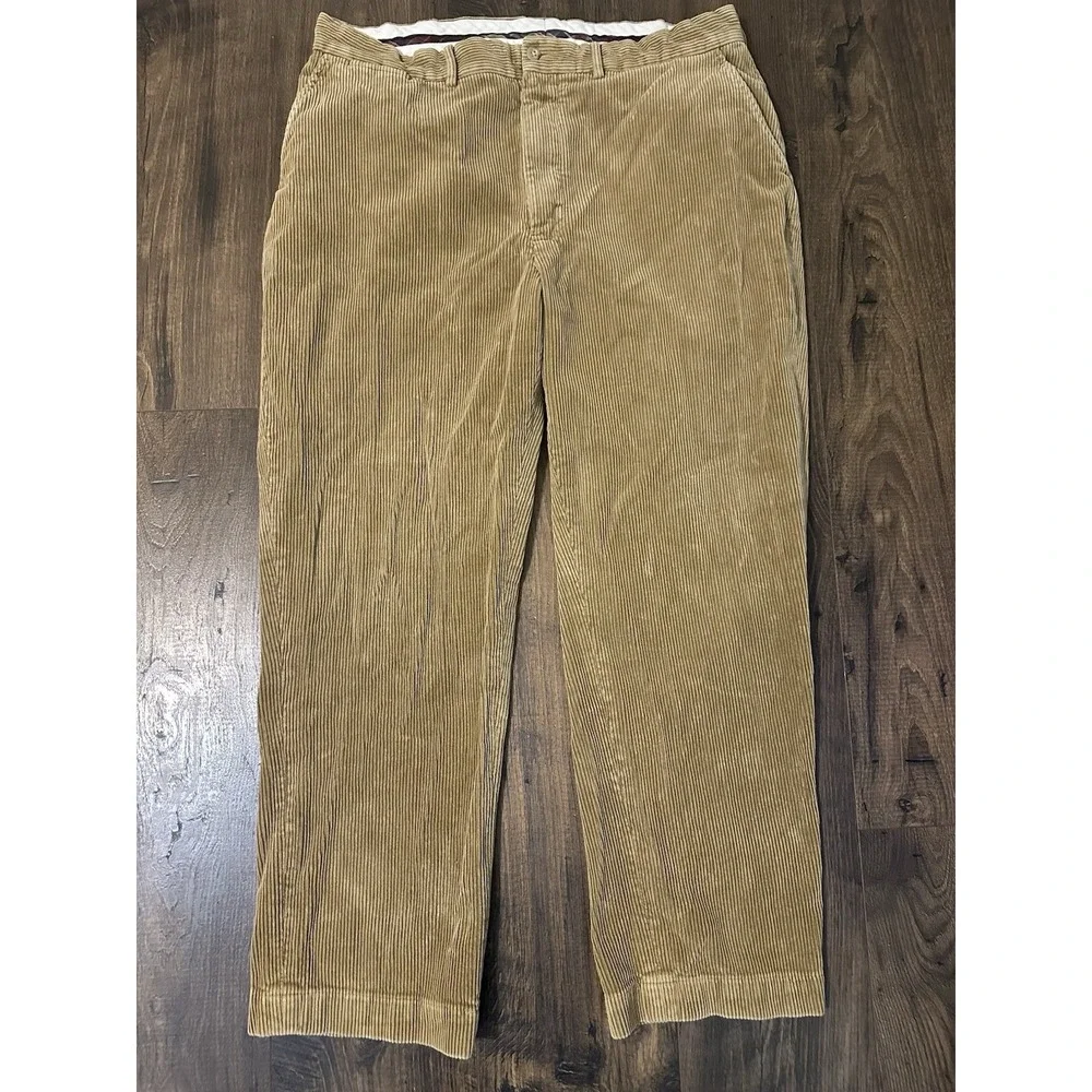 Vintage Polo Ralph Lauren Men's 38x30 Brown Heavy Corduroy Andrew Pant Flat 90s